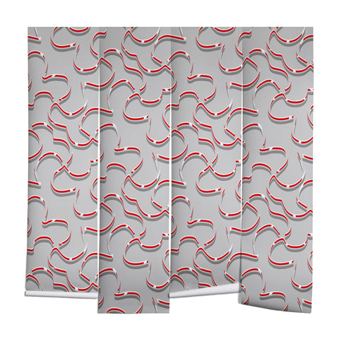 Wagner Campelo ORGANIC LINES RED GRAY Wall Mural