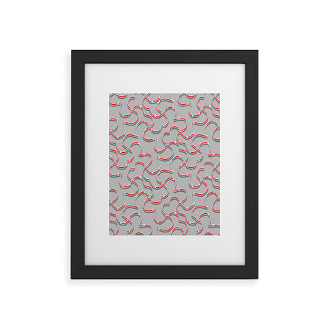Wagner Campelo ORGANIC LINES RED GRAY Framed Art Print