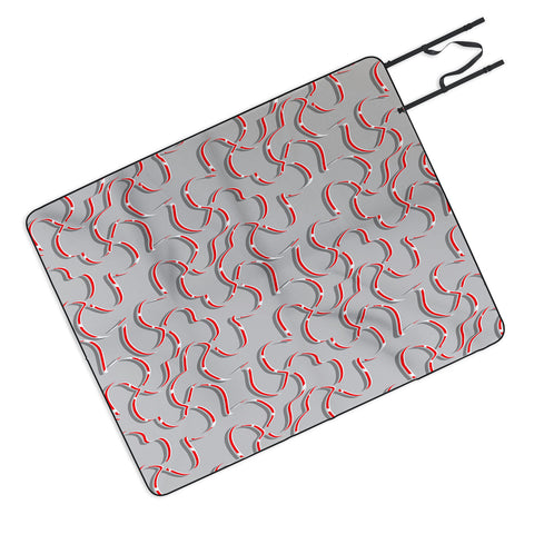 Wagner Campelo ORGANIC LINES RED GRAY Picnic Blanket
