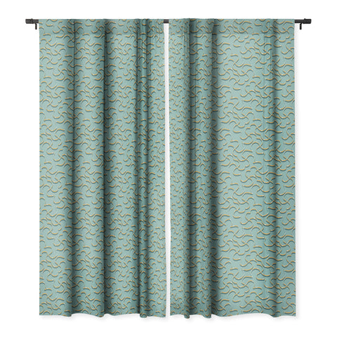 Wagner Campelo ORGANIC LINES YELLOW BLUE Blackout Window Curtain