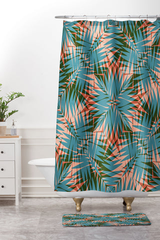 Wagner Campelo PALM GEO ACQUA Shower Curtain And Mat