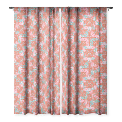 Wagner Campelo PALM GEO FLAMINGO Sheer Window Curtain