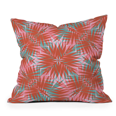 Wagner Campelo PALM GEO FLAMINGO Throw Pillow