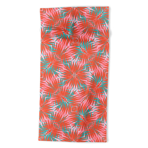 Wagner Campelo PALM GEO FLAMINGO Beach Towel