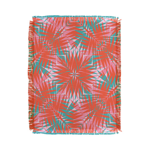 Wagner Campelo PALM GEO FLAMINGO Throw Blanket