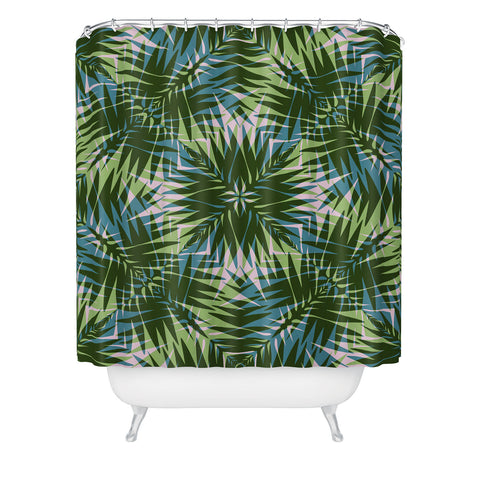 Wagner Campelo PALM GEO GREEN Shower Curtain