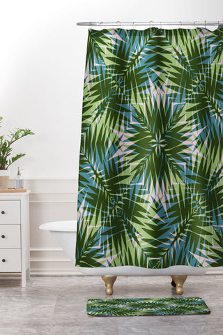 Wagner Campelo PALM GEO GREEN Shower Curtain And Mat