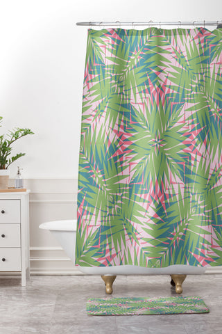 Wagner Campelo PALM GEO LIME Shower Curtain And Mat