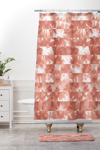 Wagner Campelo SHIBORI STRIPES ROSE Shower Curtain And Mat