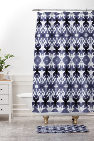 Wagner Campelo SHIBORI TRIBAL BLACK Shower Curtain And Mat
