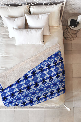 Wagner Campelo SHIBORI TRIBAL INDIGO Fleece Throw Blanket