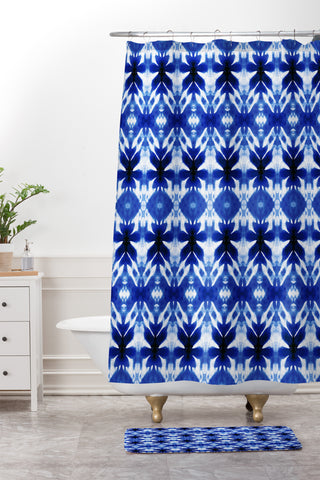 Wagner Campelo SHIBORI TRIBAL INDIGO Shower Curtain And Mat