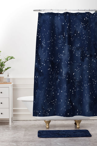 Wagner Campelo SIDEREAL NAVY Shower Curtain And Mat