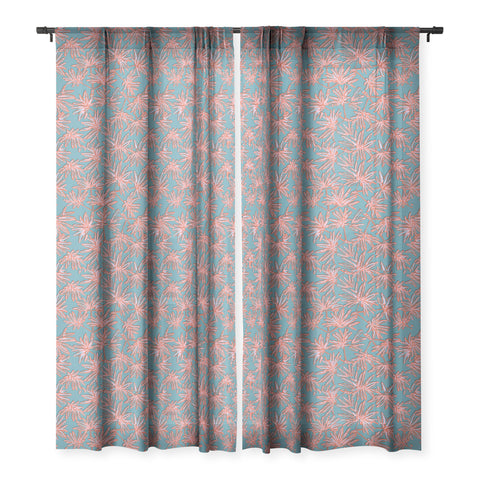 Wagner Campelo TROPIC PALMS BLUE Sheer Window Curtain