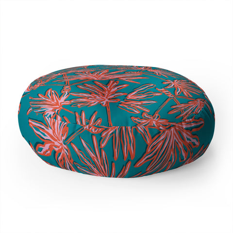 Wagner Campelo TROPIC PALMS BLUE Floor Pillow Round