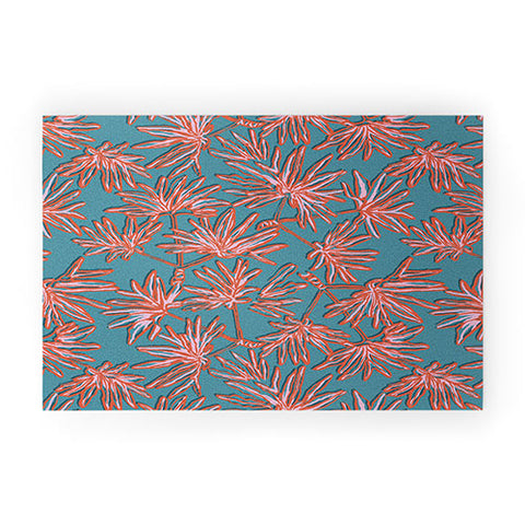 Wagner Campelo TROPIC PALMS BLUE Welcome Mat