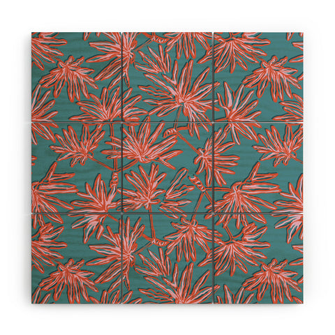 Wagner Campelo TROPIC PALMS BLUE Wood Wall Mural
