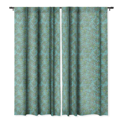 Wagner Campelo TROPIC PALMS TURQUOISE Blackout Window Curtain