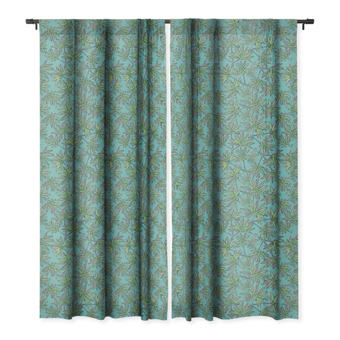 Wagner Campelo TROPIC PALMS TURQUOISE Blackout Window Curtain