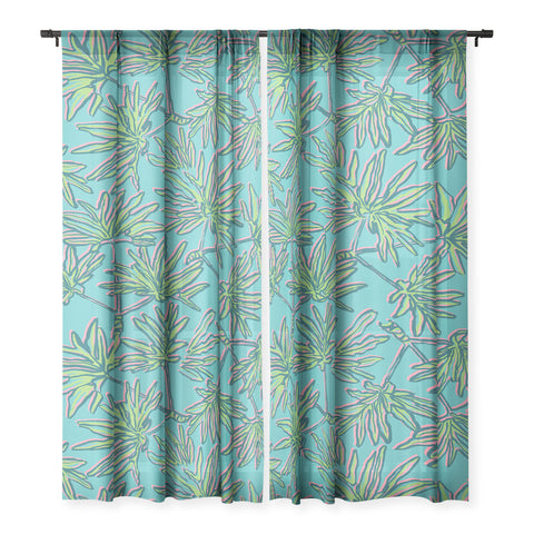 Wagner Campelo TROPIC PALMS TURQUOISE Sheer Non Repeat
