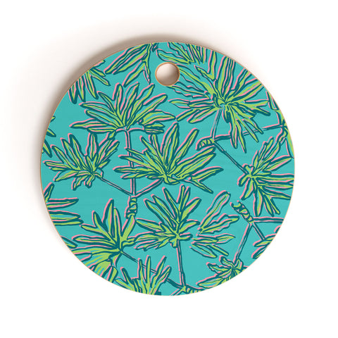 Wagner Campelo TROPIC PALMS TURQUOISE Cutting Board Round