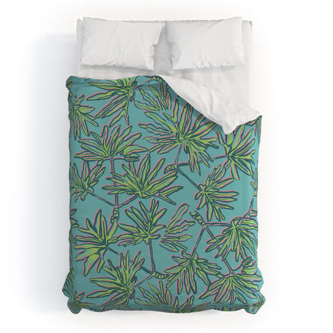 Wagner Campelo TROPIC PALMS TURQUOISE Duvet Cover