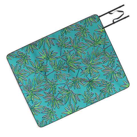 Wagner Campelo TROPIC PALMS TURQUOISE Picnic Blanket