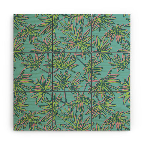Wagner Campelo TROPIC PALMS TURQUOISE Wood Wall Mural
