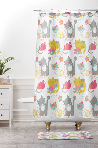Wendy Kendall Cat And Mouse Shower Curtain And Mat