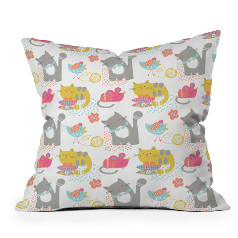 Wendy Kendall Cat And Mouse Throw Pillow