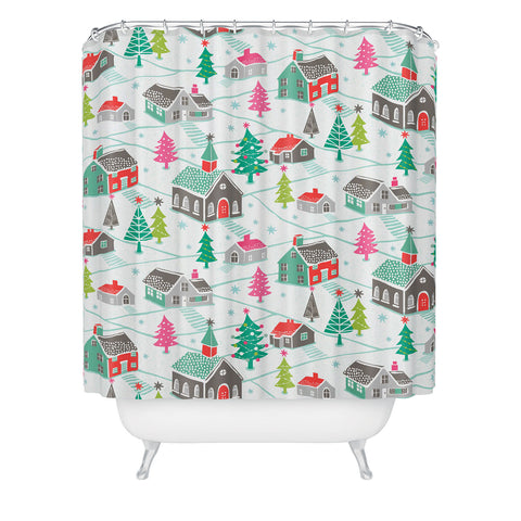 Wendy Kendall christmas town Shower Curtain