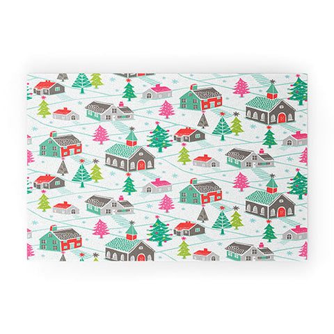Wendy Kendall christmas town Welcome Mat