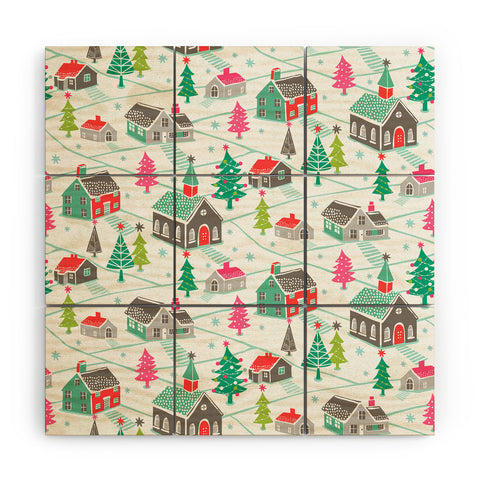 Wendy Kendall christmas town Wood Wall Mural