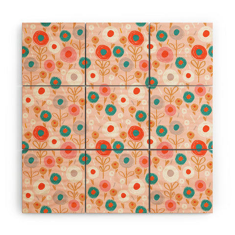 Wendy Kendall crayon floral Wood Wall Mural