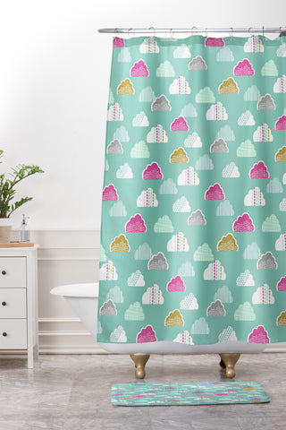 Wendy Kendall Petite Clouds Shower Curtain And Mat