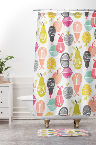 Wendy Kendall Retro Fruit Shower Curtain And Mat