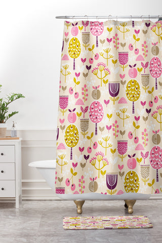 Wendy Kendall Retro Orchard Shower Curtain And Mat