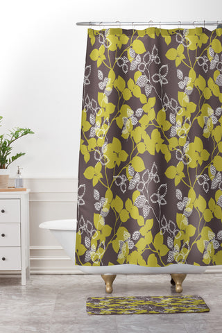 Wendy Kendall Suki Leaf Green Shower Curtain And Mat