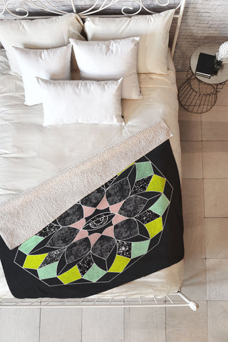 Wesley Bird Cosmic Flower Fleece Throw Blanket