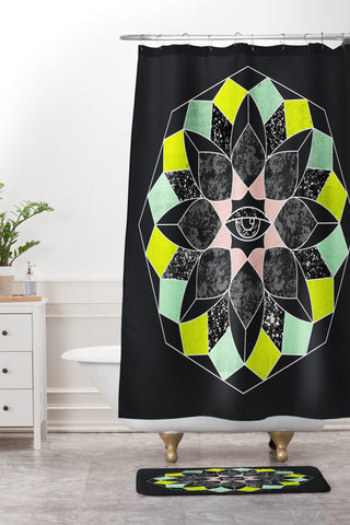 Wesley Bird Cosmic Flower Shower Curtain And Mat