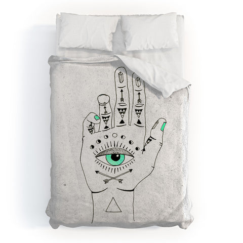 Wesley Bird Eye See Hamsa Duvet Cover
