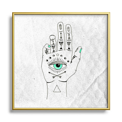 Wesley Bird Eye See Hamsa Metal Square Framed Art Print