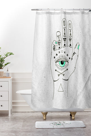 Wesley Bird Eye See Hamsa Shower Curtain And Mat