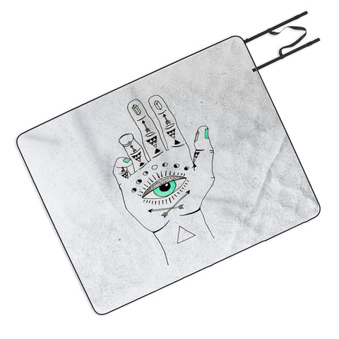 Wesley Bird Eye See Hamsa Picnic Blanket