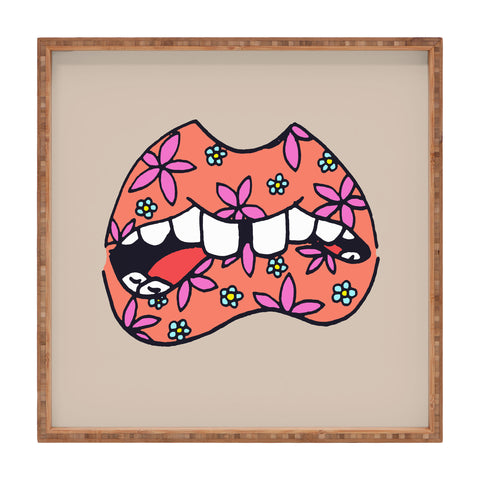 Wesley Bird Floral Lips Square Tray