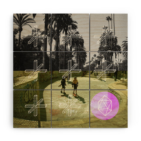 Wesley Bird Geo Skaters Wood Wall Mural