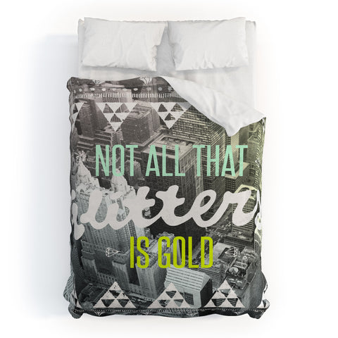 Wesley Bird Golden Duvet Cover