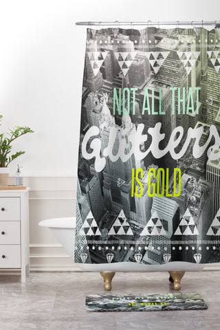 Wesley Bird Golden Shower Curtain And Mat