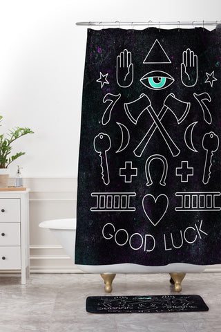 Wesley Bird Good Luck Shower Curtain And Mat