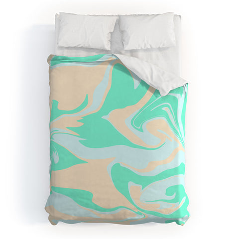 Wesley Bird Hypnotic Camo Seafoam Duvet Cover